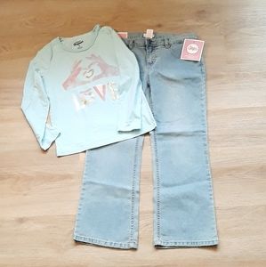 NEW Circo Light Wash Bootcut Jeans Size 8 Plus + OshKosh Love Shirt